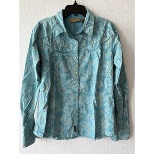 Wrangler Women's Large Long Sleeve Pearl Snap Shirt Turquoise M